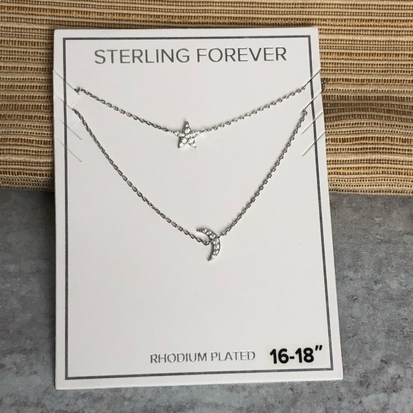Sterling Forever Moon And Star Layered Necklace - Picture 3 of 4